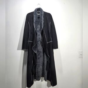 Paparazzi Black Faux Suede Long Duster Coat S